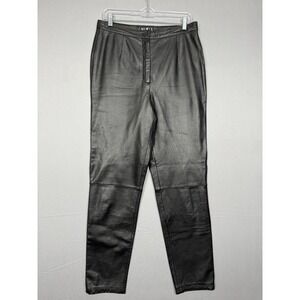 Vintage Mixit Black Leather Pants Womens 12 30x30 Chaps Motorcycle Riding Biker